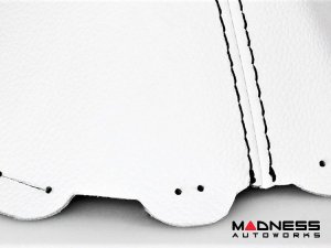 FIAT 124 Spider Gear Shift Boot - Black Italy - White Leather w/ Black Stitching